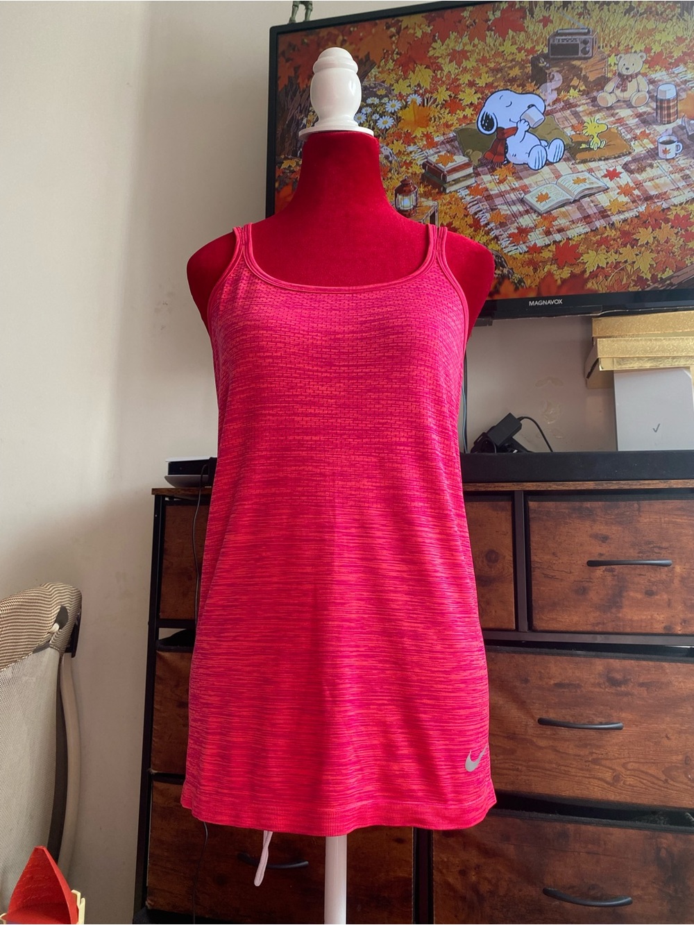 Nike Women's Hot Pink Space-Dye Athletic Tank Top